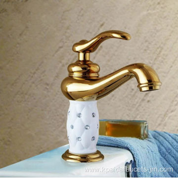 Sanitary Ware Gold Brass Diamond Basin Faucet